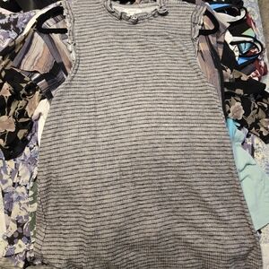 Maurices Gray and Black Ruffle Tank Top